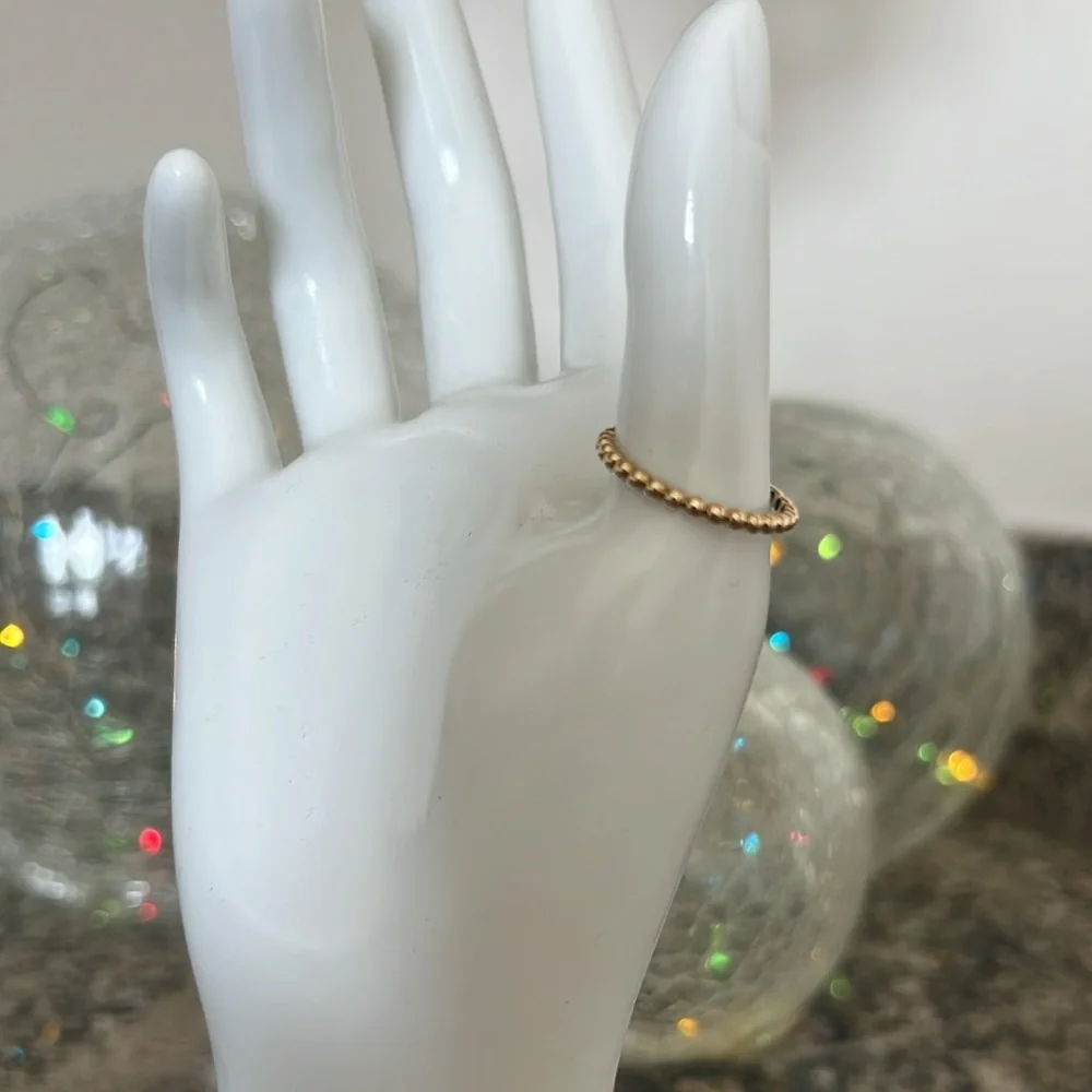 14K Stackable Beaded Band